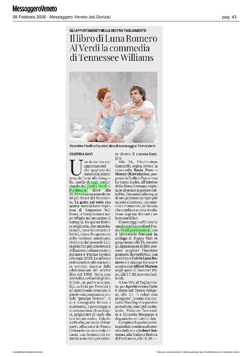 Rassegna stampa al 16 febbraio 2026