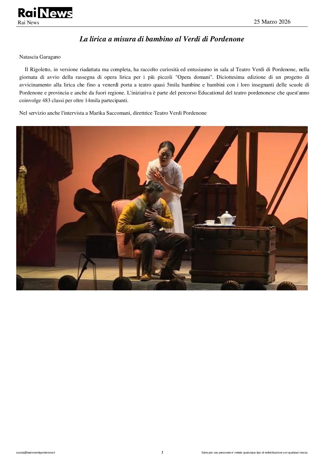 Rassegna stampa al 1. aprile 2026