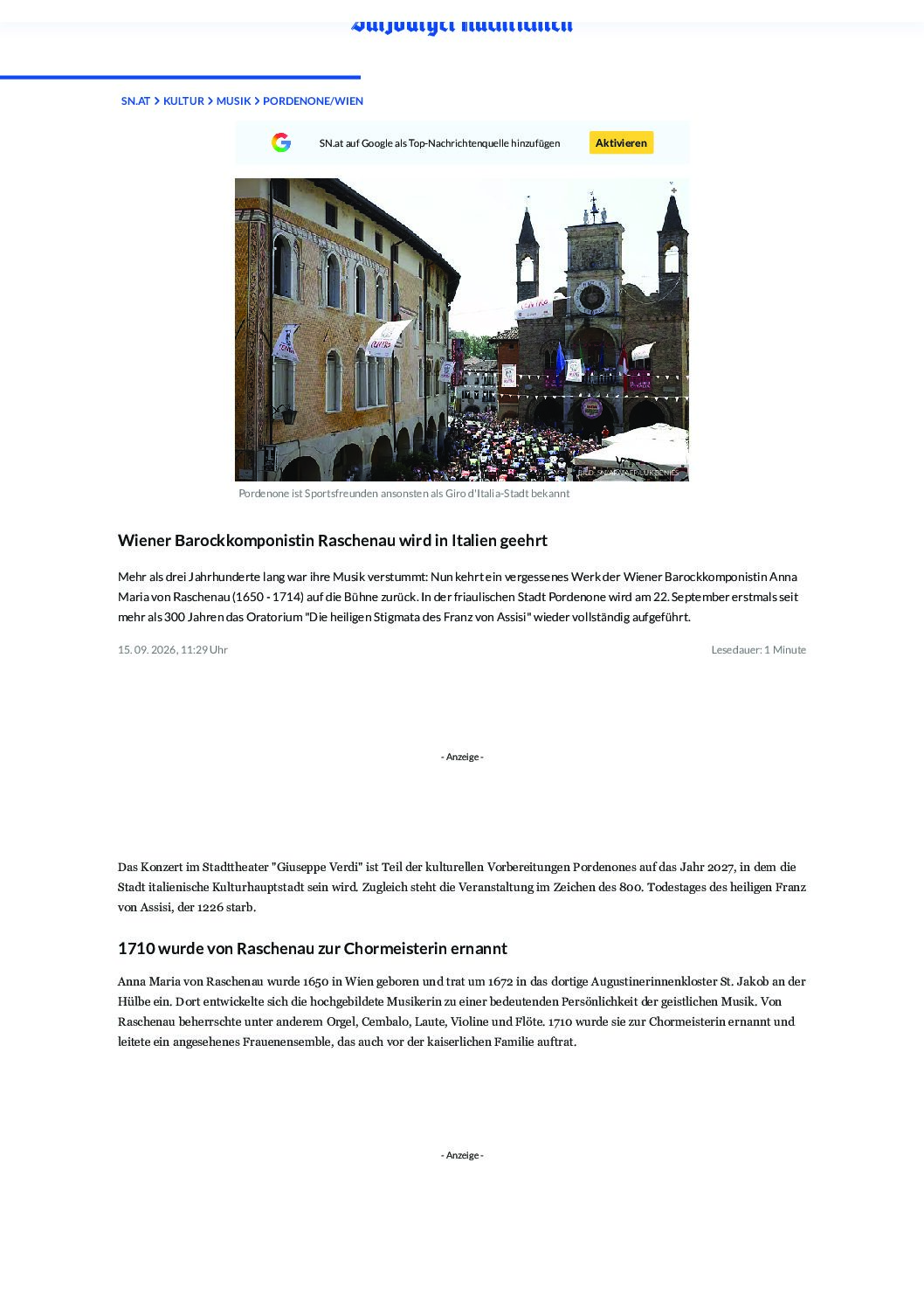 Rassegna stampa al 9 ottobre 2026